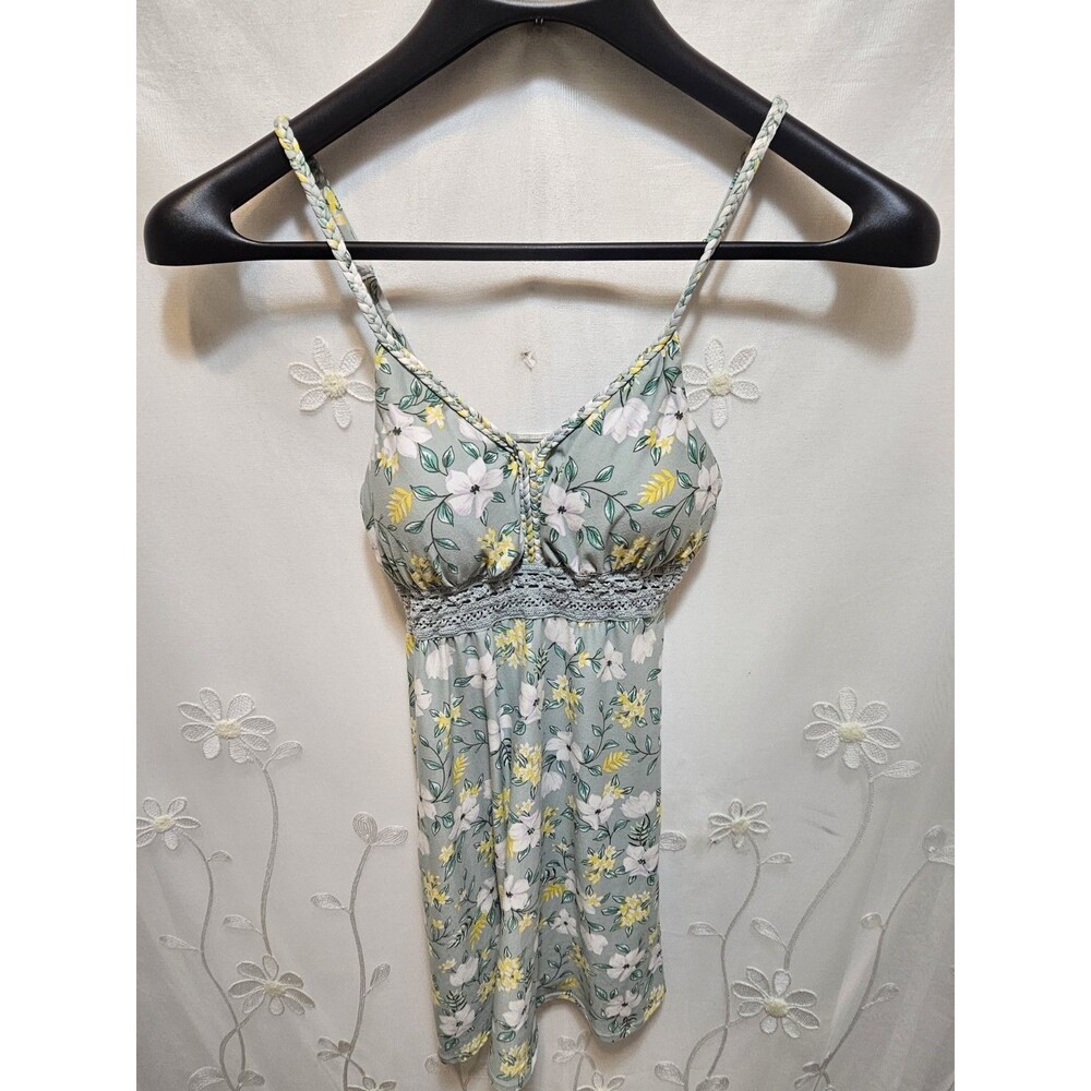 No Boundaries Womens Medium 7-9 Green Dress Crochet Waist Floral Summer Cottage - Picture 5 of 15
